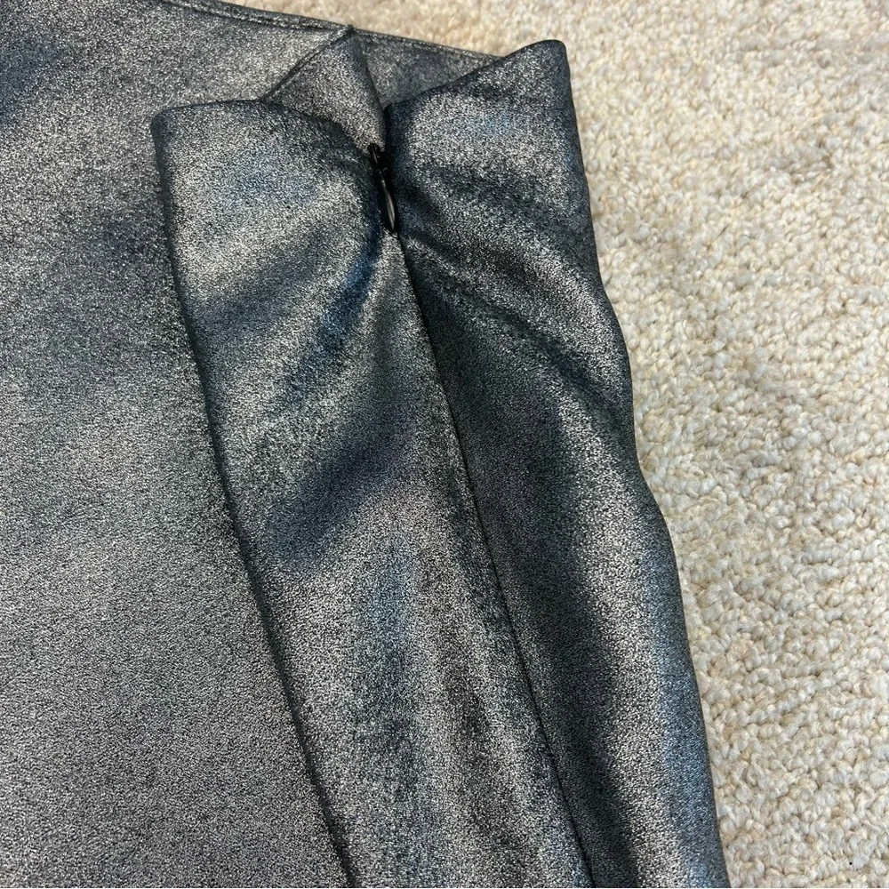 Steve Madden gray metallic silver midi slip skirt NWT